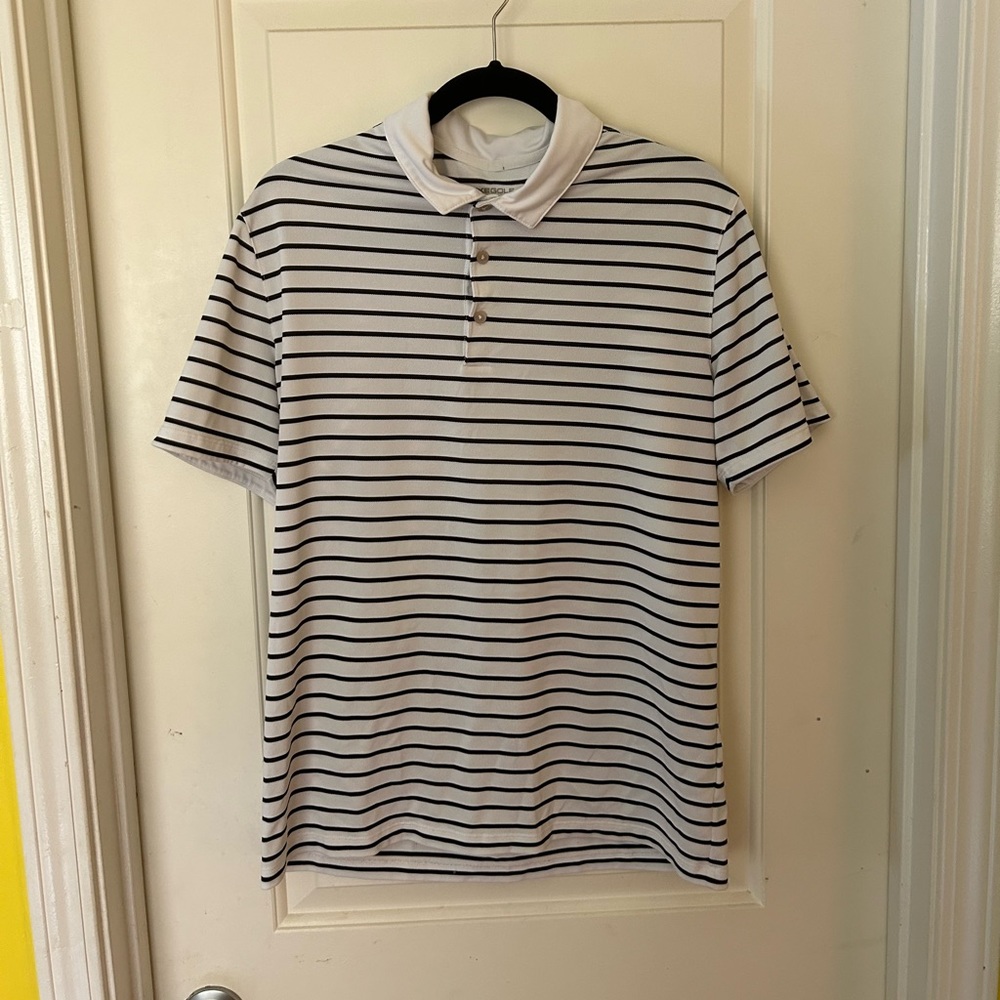 Nike Golf Polo - White with black stripes MEDIUM